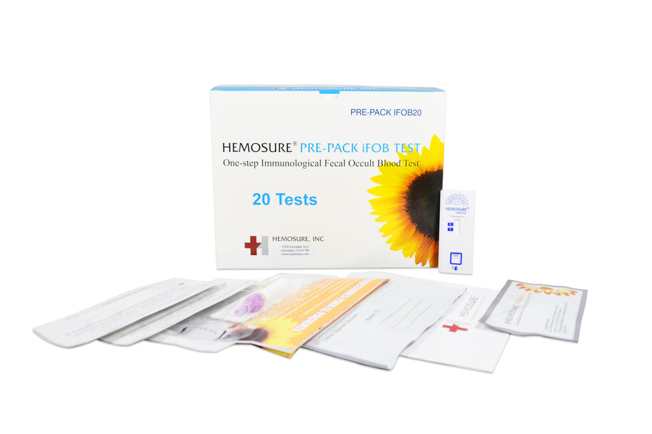 Hemosure Fecal Occult Blood (iFOB or FIT) Colorectal Cancer Screening Test Kit-Cancer Screening Test Kit Hemosure Fecal Occult Blood Test (iFOB or FIT) 20 Tests CLIA Waived
