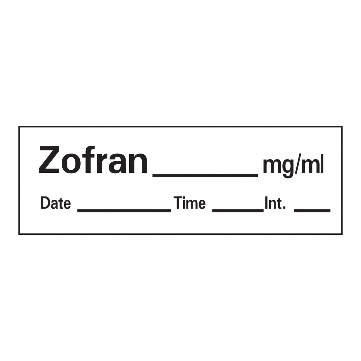 Barkley Zofran_mg/mL Date_Time_Int_ Anesthesia Label Tape, 1/2 x 1-1/2 Inch-Drug Label Barkley Anesthesia Label Tape Zofran_mg/mL Date_Time_Int_ White 1/2 X 1-1/2 Inch