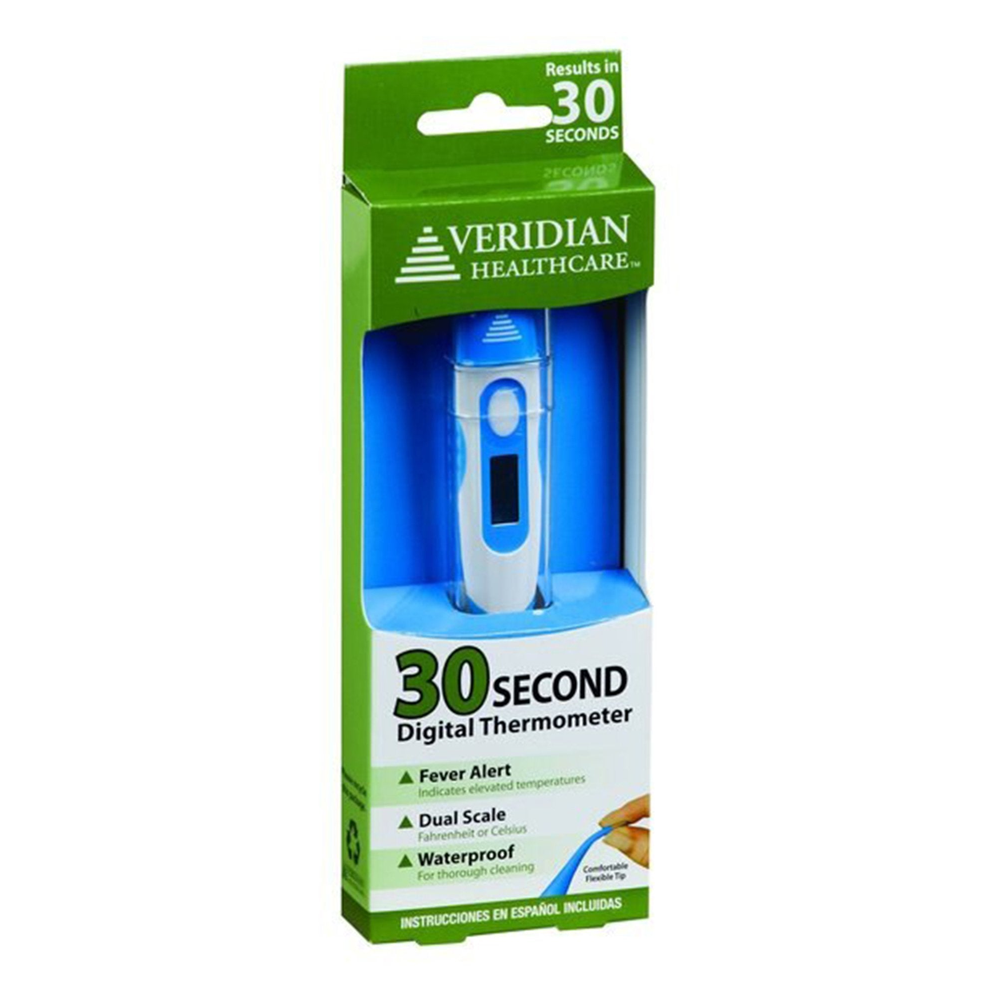 Veridian 30 Second Digital Thermometer-Digital Stick Thermometer Veridian Oral / Rectal / Axillary Probe Handheld