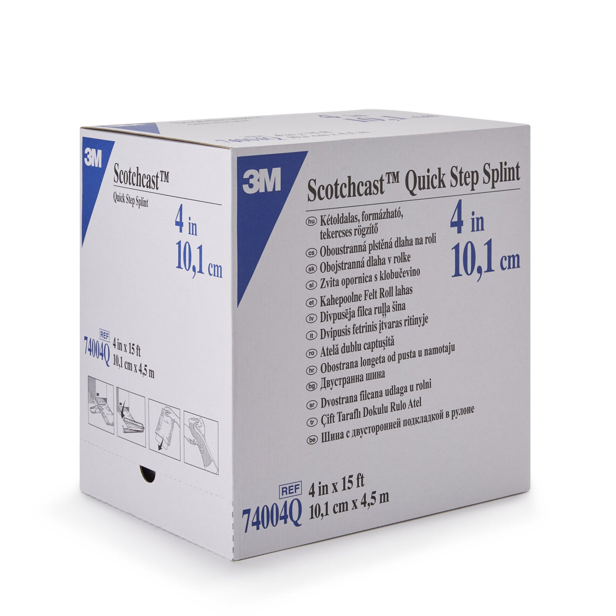 3M Scotchcast Quick Step Double Sided Felt Splint Roll, 4 Inch x 15 Foot-Padded Splint Roll 3M Scotchcast Quick Step Double Sided Felt 4 Inch X 15 Foot Felt / Fiberglass White