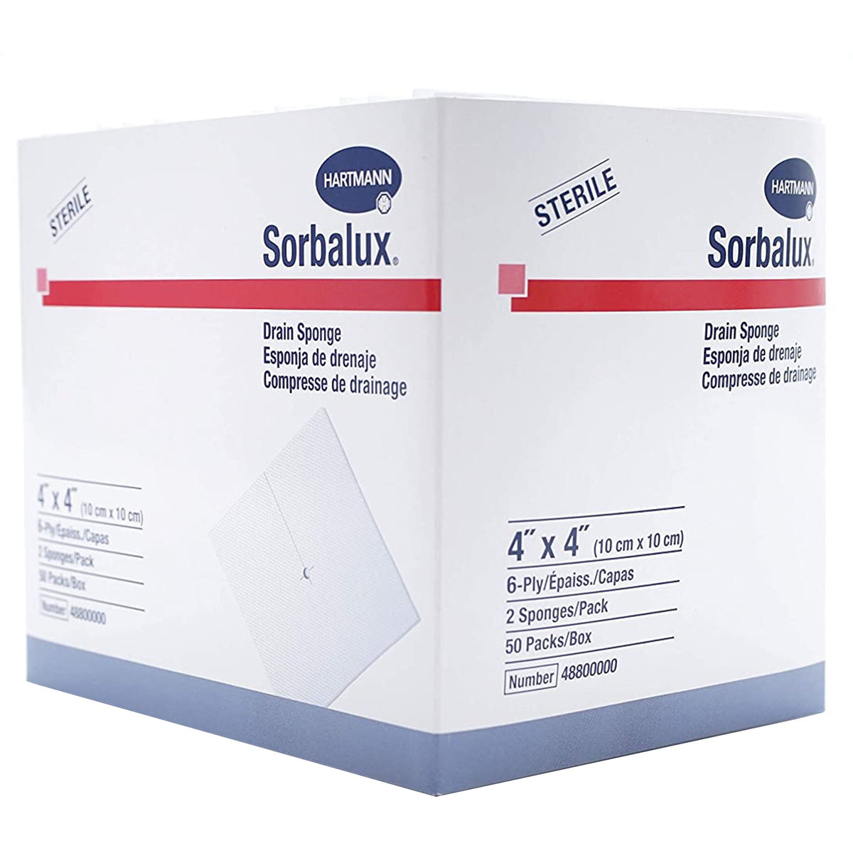 Sorbalux Drain Sponge, 4 x 4 Inch, 6-Ply-Drain Sponge Sorbalux 4 x 4 inch 6-Ply Sterile 2 per Pack