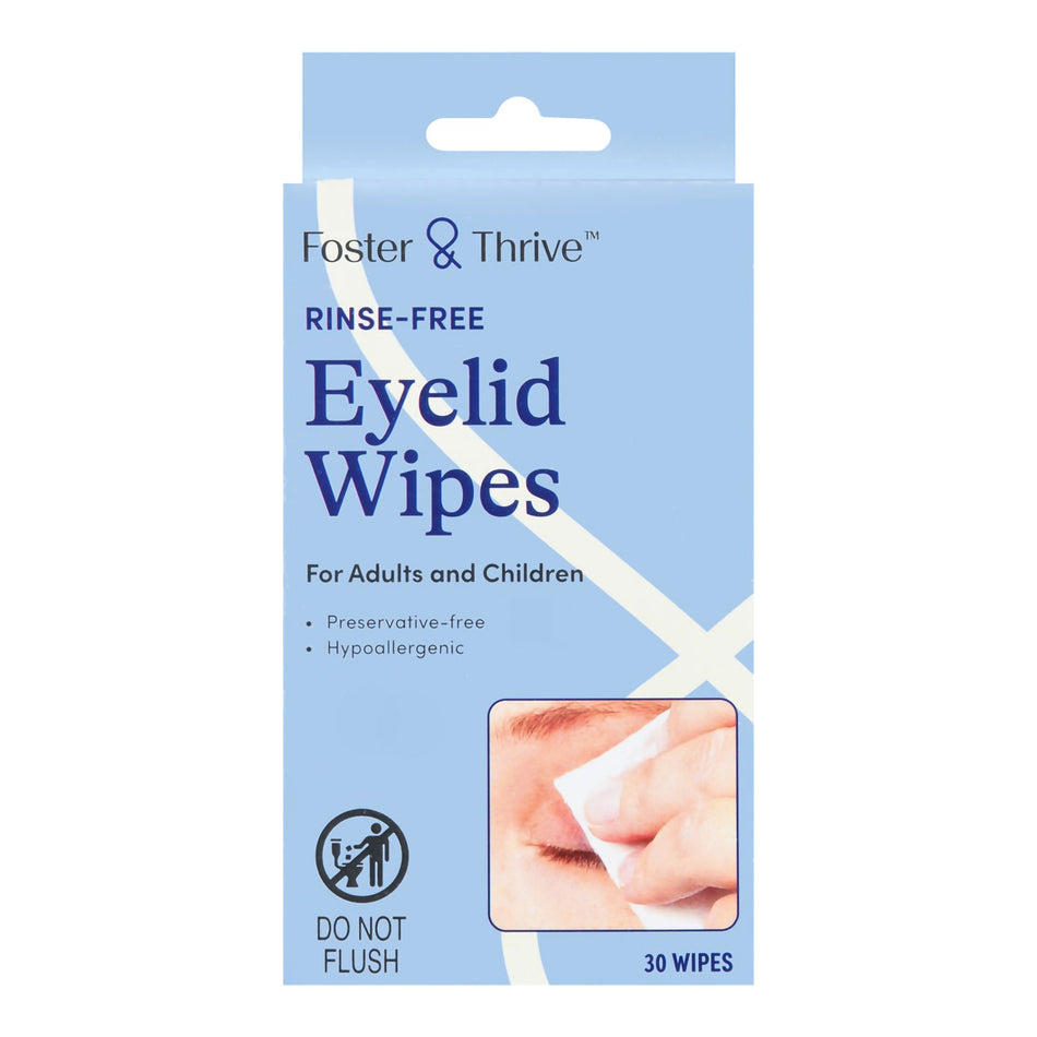 Foster & Thrive Rinse-Free Eyelid Wipes-Eyelid Cleanser Foster & Thrive 30 per Box Wipe