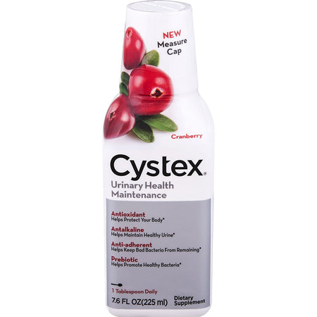 Cystex Urinary Health Maintenance Cranberry-"Dietary Supplement Cystex Urinary Health Maintenance Ascorbic Acid / Proprietary Blend 60 mg - 1,000 mg Strength Liquid 7.6 oz. Cranberry Flavor"