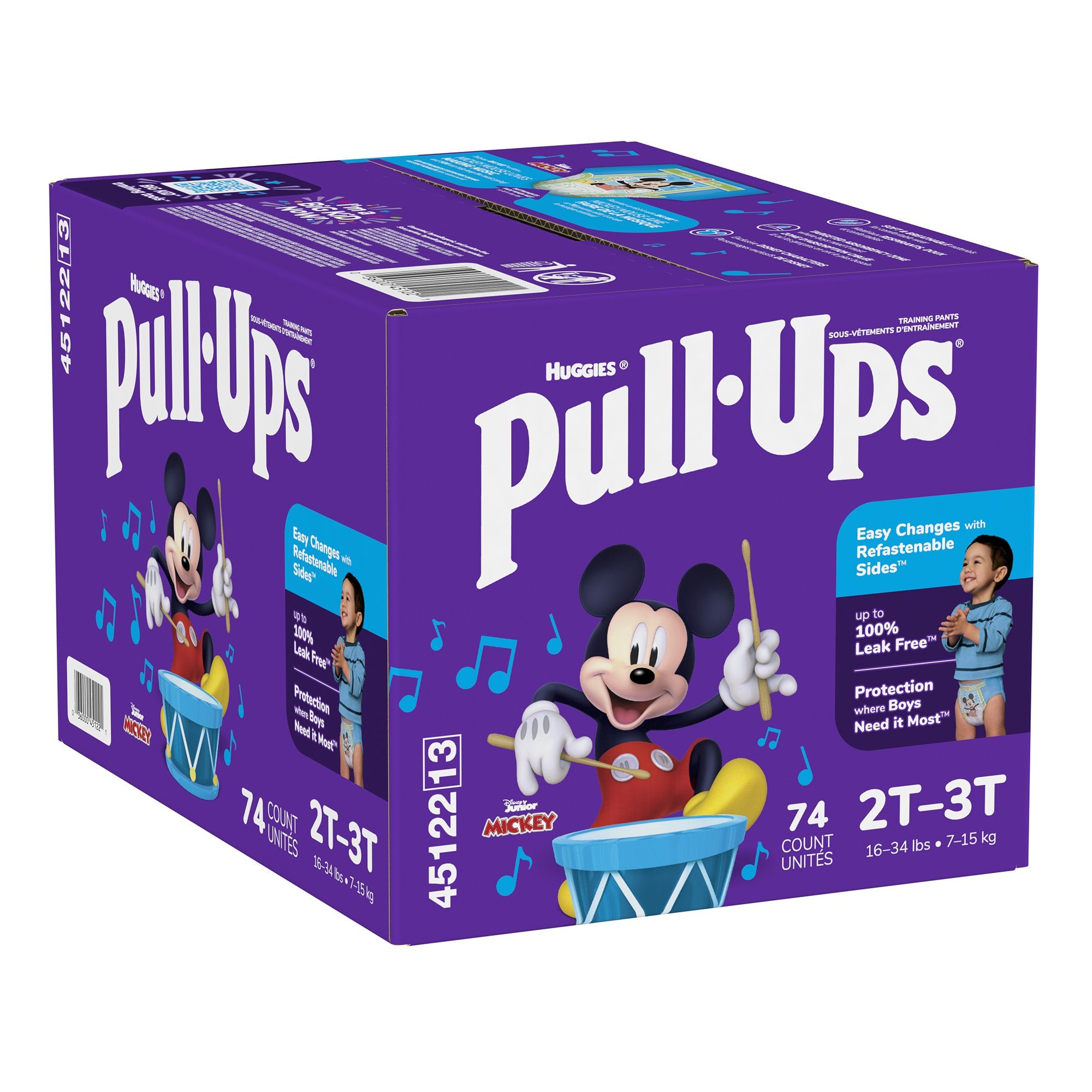 Huggies Pull-Ups Learning Designs Training Pants, 2T to 3T, 74 per Box-Male Toddler Training Pants Pull-Ups Size 2T to 3T Disposable Moderate Absorbency