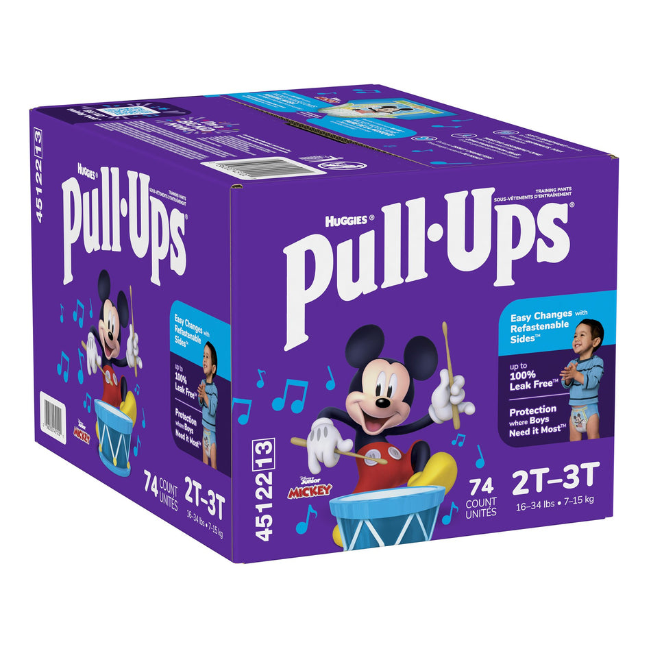 Huggies Pull-Ups Learning Designs Training Pants, 2T to 3T, 74 per Box-Male Toddler Training Pants Pull-Ups Size 2T to 3T Disposable Moderate Absorbency