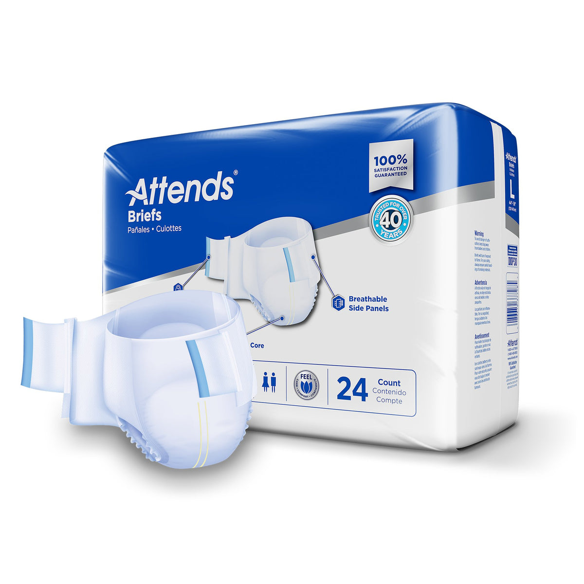 Attends® Extra Heavy Absorbency Briefs, Large - Incontinence>Adult Briefs and Protective Undergarments - Attends Healthcar...