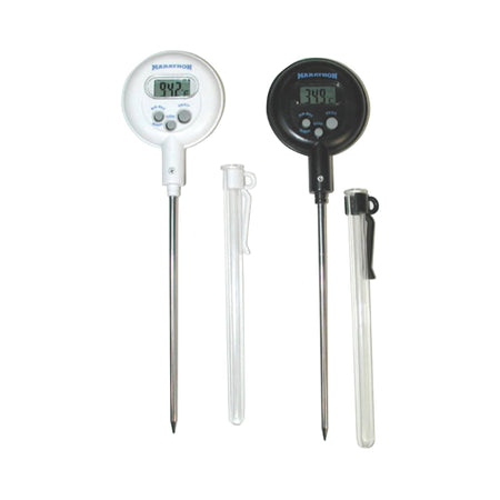 Marathon Min-Max Digital Laboratory Thermometer-Digital Laboratory Thermometer Marathon Fahrenheit / Celsius 14 to 392F (-10 to +200C) Stainless Steel Probe Free-standing Battery Operated