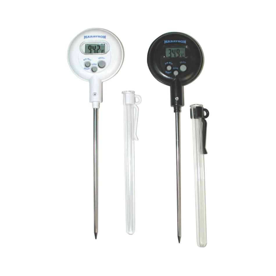 Marathon Min-Max Digital Laboratory Thermometer-Digital Laboratory Thermometer Marathon Fahrenheit / Celsius 14 to 392F (-10 to +200C) Stainless Steel Probe Free-standing Battery Operated