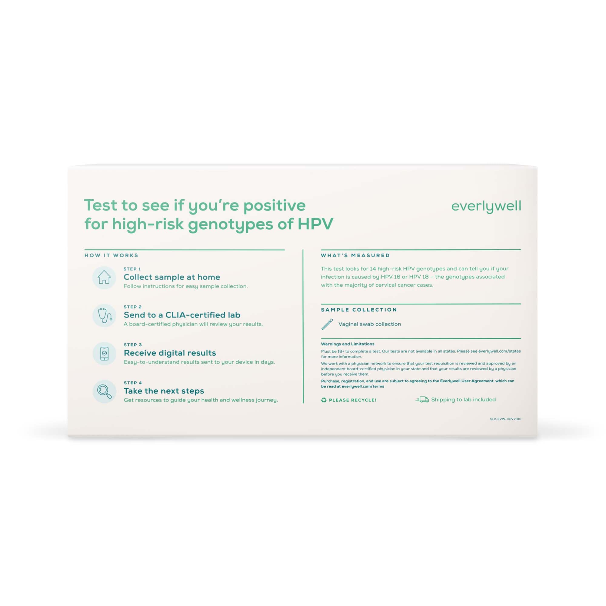Everlywell HPV Test-Specimen Collection and Transport Kit Everlywell Collection Tube Sterile