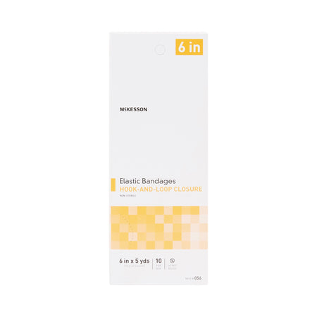 McKesson Hook and Loop Closure Elastic Bandage, 6 Inch x 5 Yard-Elastic Bandage McKesson 6 Inch X 5 Yard Single Hook and Loop Closure Tan NonSterile Standard Compression
