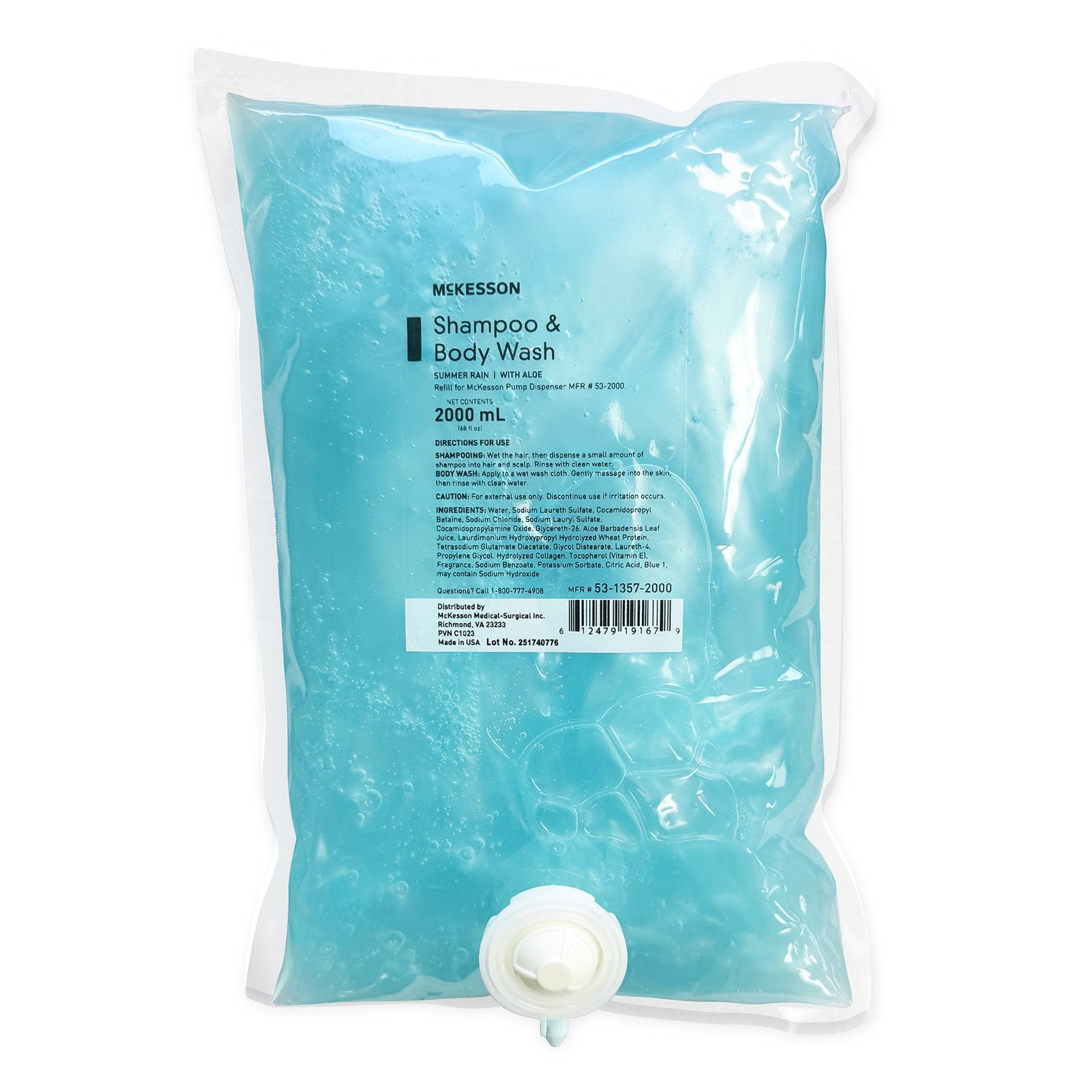 McKesson Shampoo and Body Wash Dispenser Refill Bag 2000 mL, Summer Rain-"Shampoo and Body Wash McKesson 2,000 mL Dispenser Refill Bag Summer Rain Scent"
