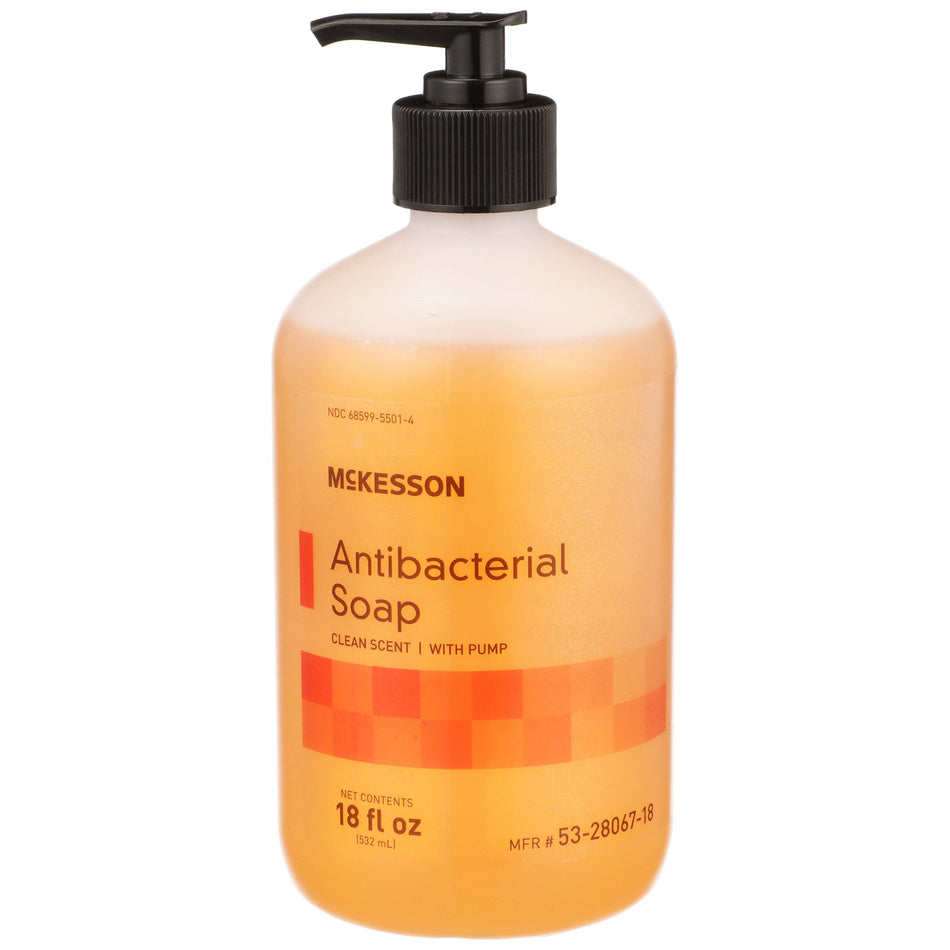 McKesson Clean Scent Antibacterial Soap, 18-ounce bottle-Antibacterial Soap McKesson Liquid 18 oz. Pump Bottle Clean Scent