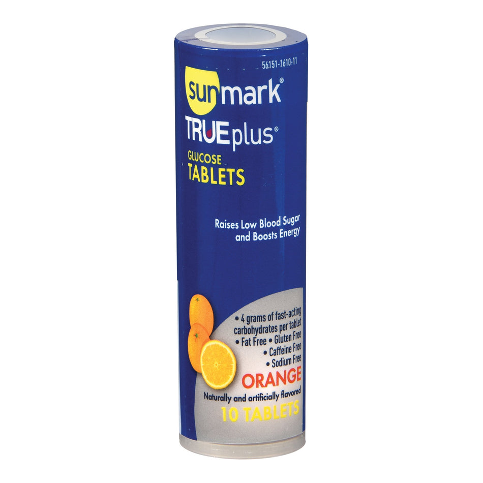 sunmark TRUEplus Orange Glucose Supplement-Glucose Supplement sunmark TRUEplus 10 per Bottle Chewable Tablet Orange Flavor