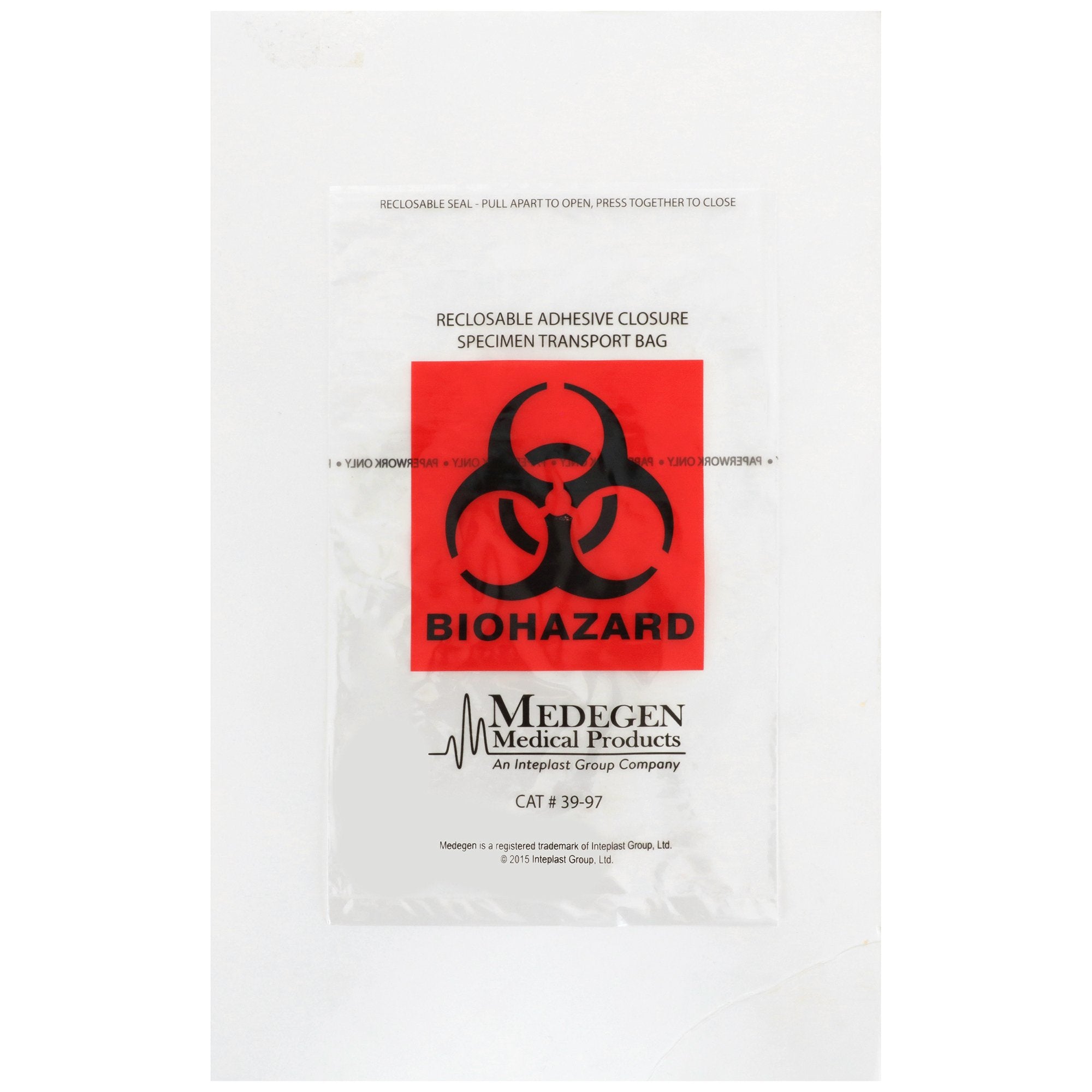 Medegen Specimen Transport Bag with Document Pouch, Adhesive Closure, 6 x 9 Inch-Specimen Transport Bag with Document Pouch McKesson 6 X 9 Inch Adhesive Closure Biohazard Symbol NonSterile