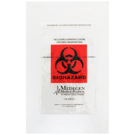 Medegen Specimen Transport Bag with Document Pouch, Adhesive Closure, 6 x 9 Inch-Specimen Transport Bag with Document Pouch McKesson 6 X 9 Inch Adhesive Closure Biohazard Symbol NonSterile