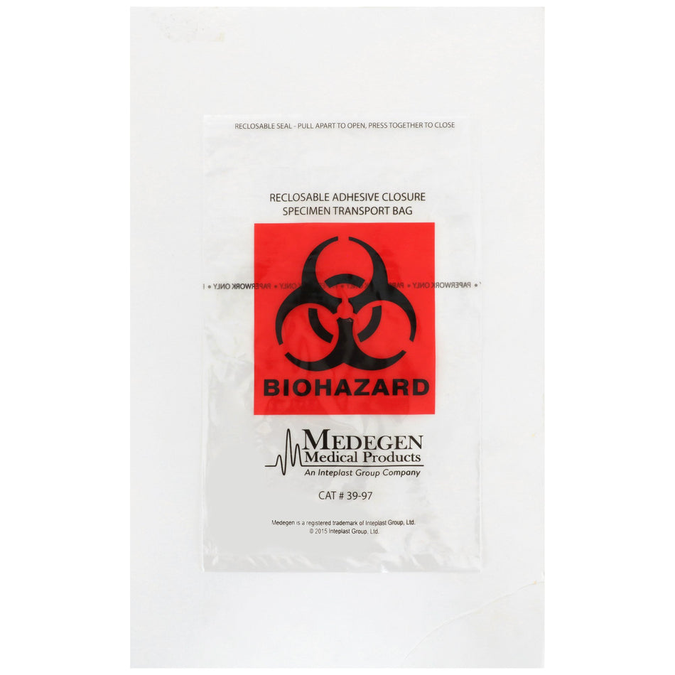 Medegen Specimen Transport Bag with Document Pouch, Adhesive Closure, 6 x 9 Inch-Specimen Transport Bag with Document Pouch McKesson 6 X 9 Inch Adhesive Closure Biohazard Symbol NonSterile