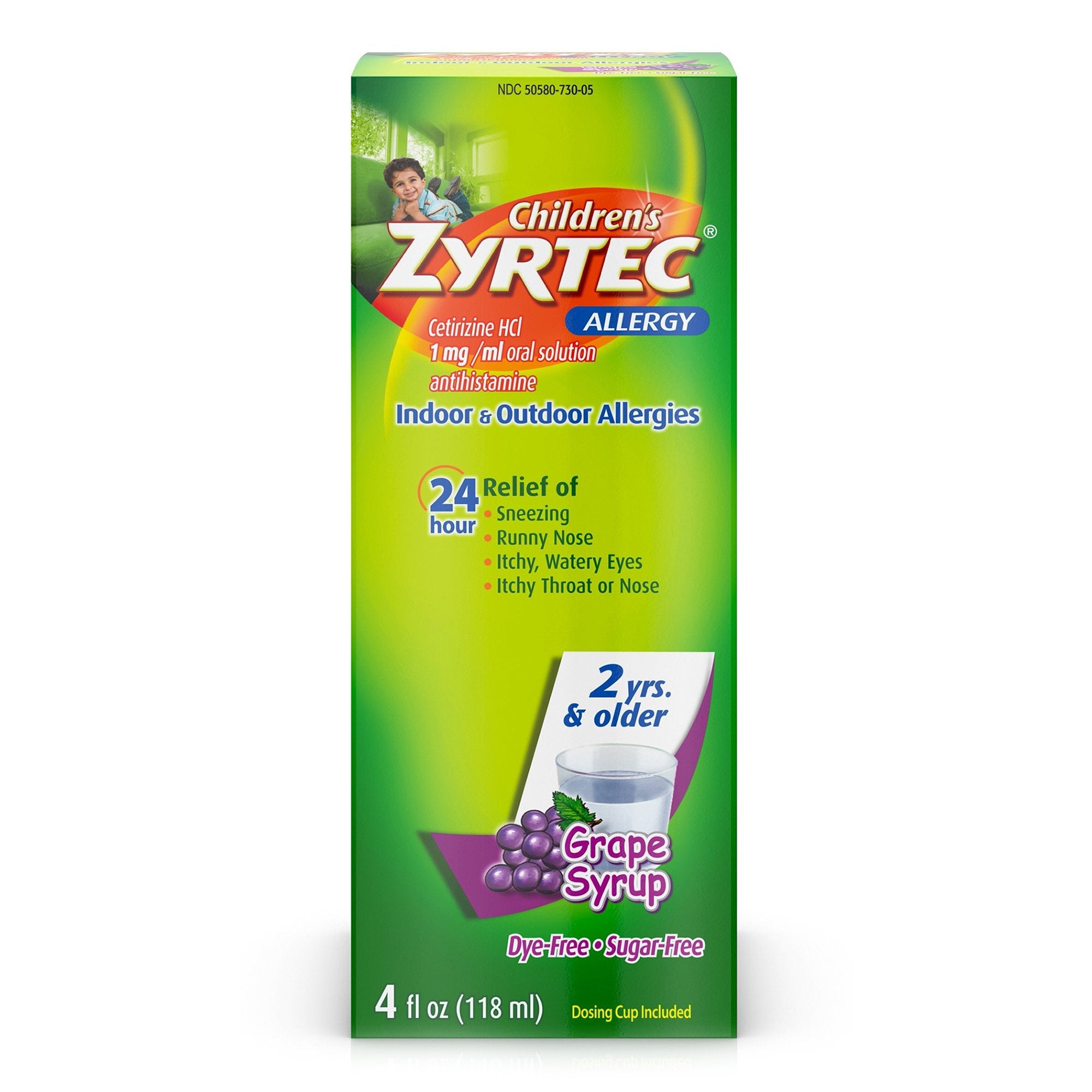 Zyrtec Children's 24 Hour Allergy Syrup, Grape-Children's Allergy Relief Zyrtec 1 mg / 1 mL Strength Solution 4 oz.