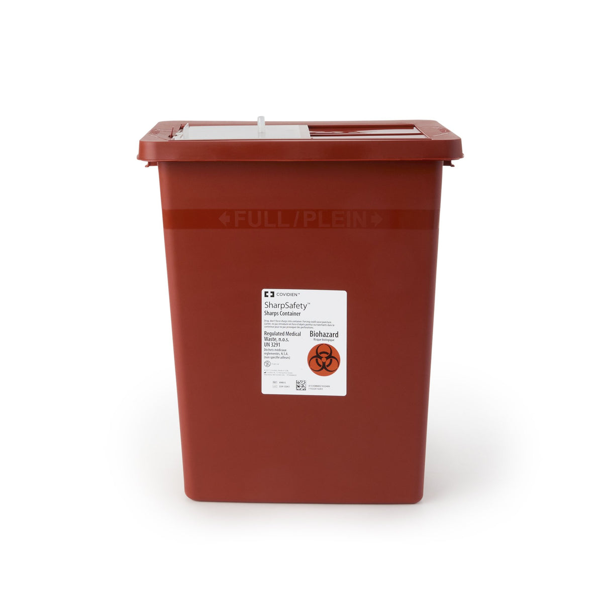 SharpSafety Multi-purpose Sharps Container, 8 Gallon, 17 x 11 x 15 Inch-Sharps Container SharpSafety Red Base 17-3/4 H X 11 W X 15-1/2 D Inch Vertical Entry 8 Gallon
