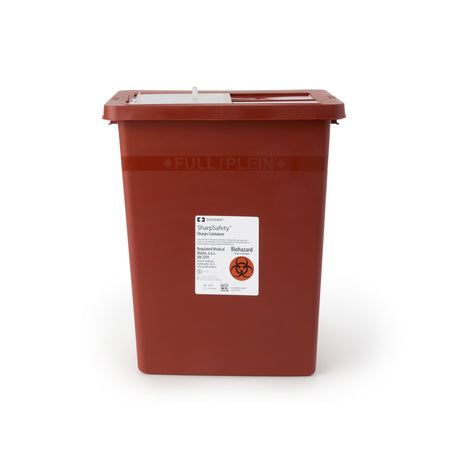 SharpSafety Multi-purpose Sharps Container, 8 Gallon, 17 x 11 x 15 Inch-Sharps Container SharpSafety Red Base 17-3/4 H X 11 W X 15-1/2 D Inch Vertical Entry 8 Gallon