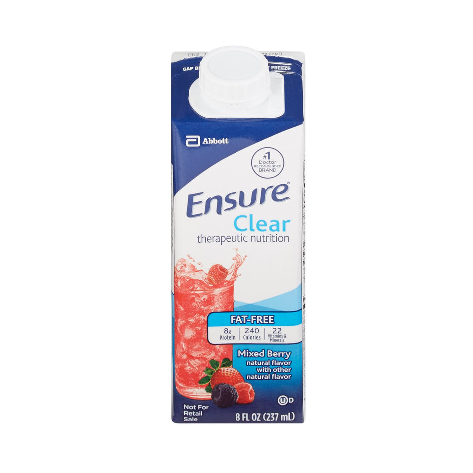 Ensure Clear Therapeutic Nutrition, Mixed Berry, 8-ounce carton-Oral Supplement Ensure Clear Therapeutic Nutrition Mixed Berry Flavor Liquid 8 oz. Reclosable Carton
