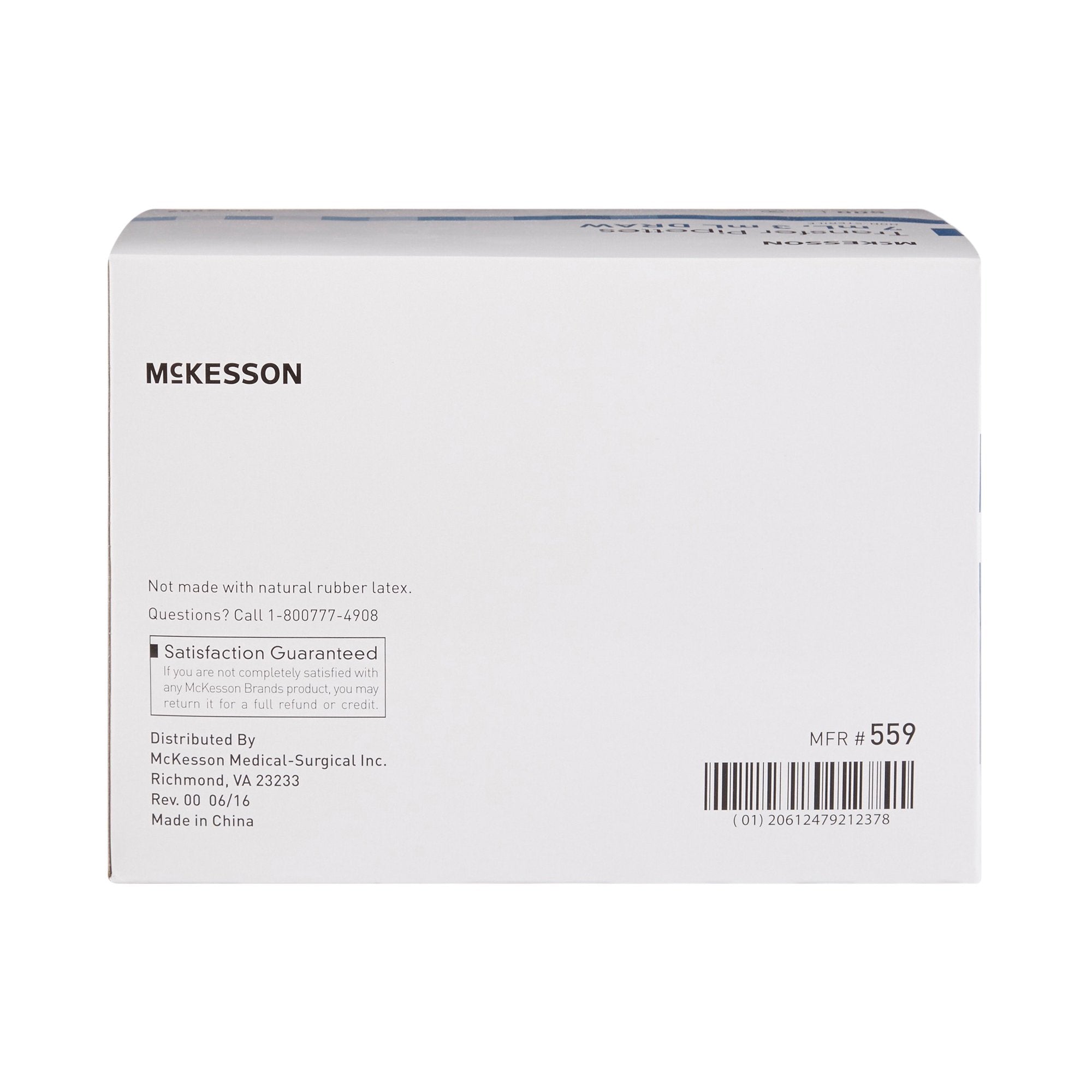 McKesson Transfer Pipette, 7.5 mL, 3 mL Draw Volume-McKesson Transfer Pipette 7.5 mL 0.5 to 3 mL Graduation Increments NonSterile