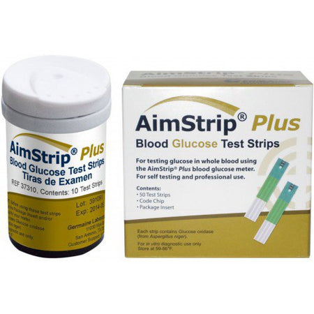 Germaine Laboratories Inc Blood Glucose Test Strips-Blood Glucose Test Strips AimStrip Plus 50 Strips per Pack