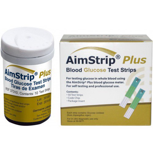 Germaine Laboratories Inc Blood Glucose Test Strips-Blood Glucose Test Strips AimStrip Plus 50 Strips per Pack