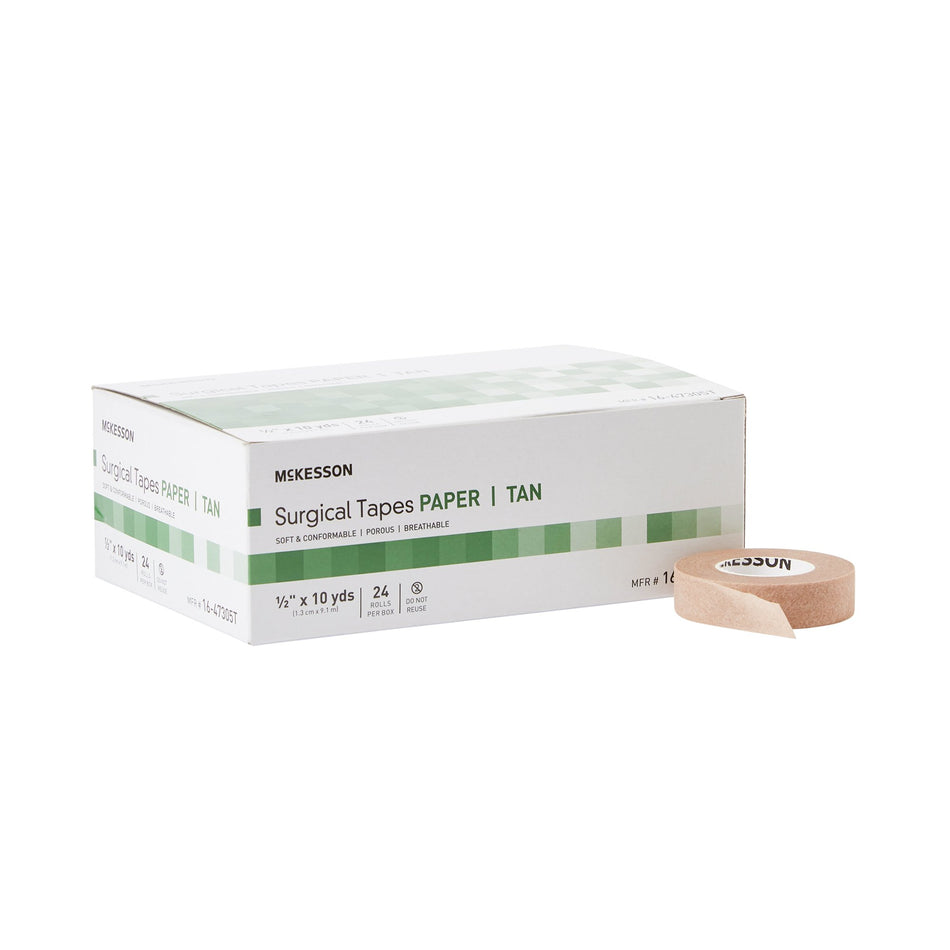 McKesson Paper Medical Tape, 1/2 Inch x 10 Yard, Tan-Medical Tape McKesson Tan 1/2 Inch X 10 Yard Paper NonSterile