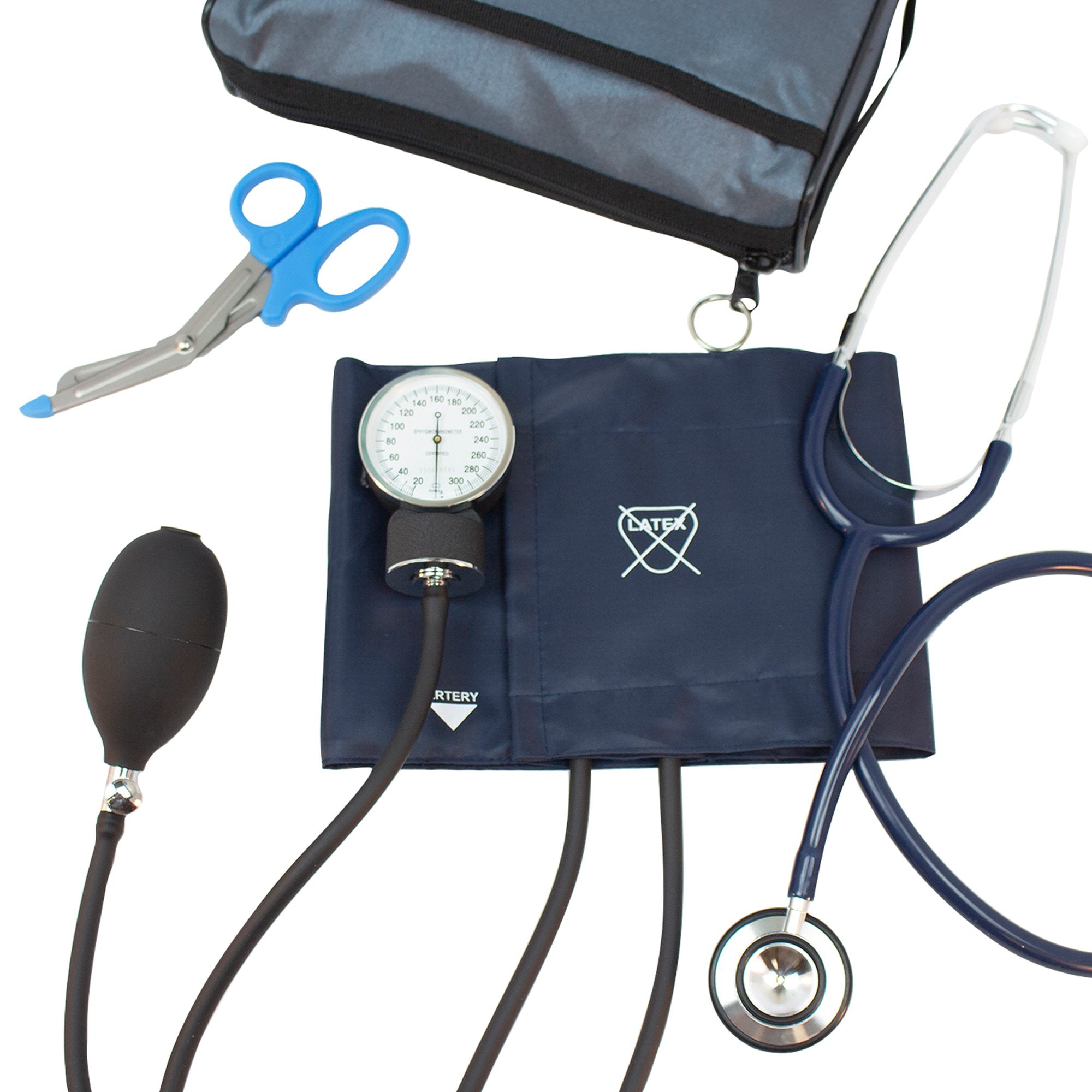 Pro's Combo II DH Pocket Aneroid/Scope Kit-Reusable Aneroid / Stethoscope Set Proscope 23 to 33 cm Adult Cuff Dual Head General Exam Stethoscope Pocket Aneroid