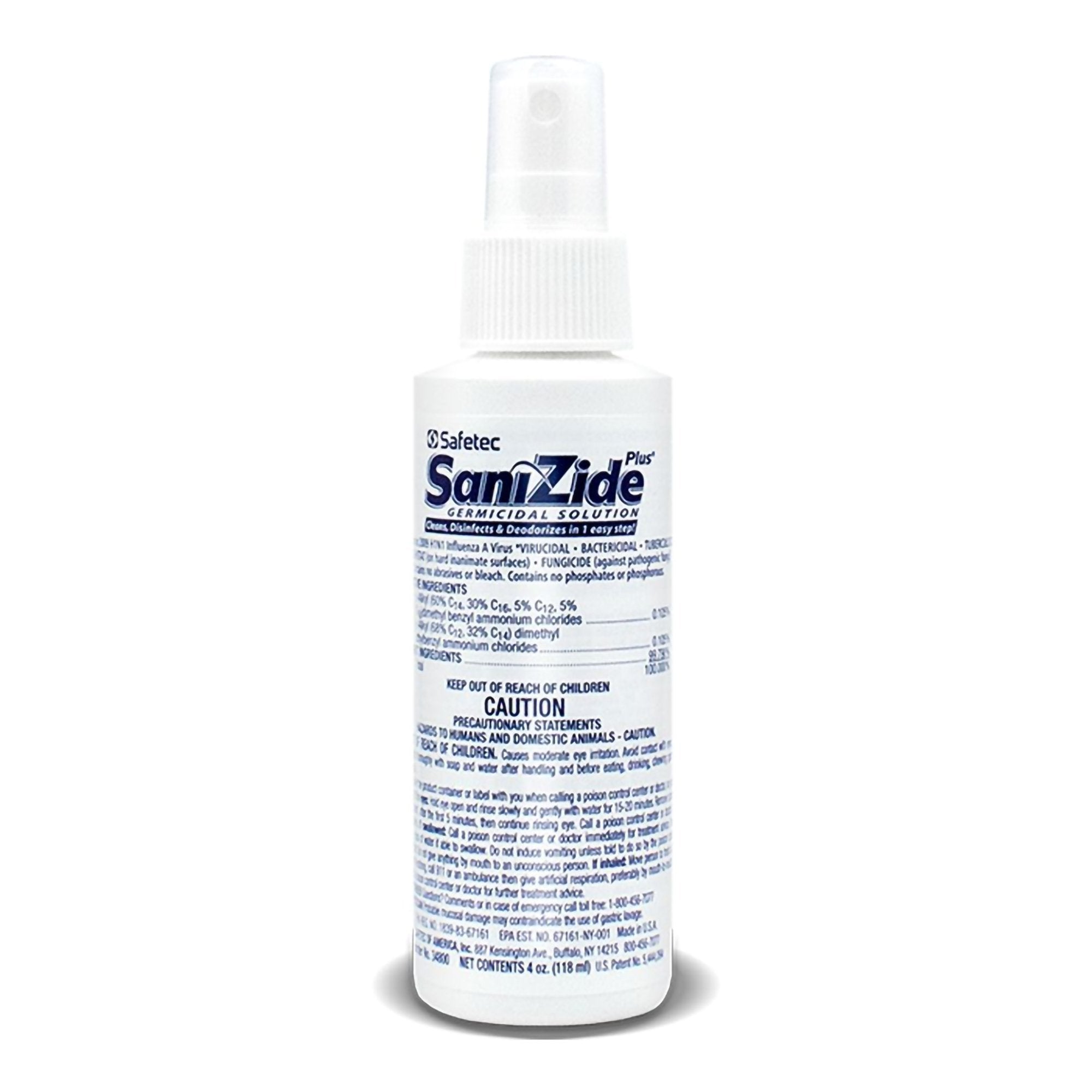 SaniZide Plus Surface Disinfectant Cleaner, 4-ounce bottle-SaniZide Plus Surface Disinfectant Cleaner Broad Spectrum Pump Spray Liquid 4 oz. Bottle Ammonia Scent NonSterile