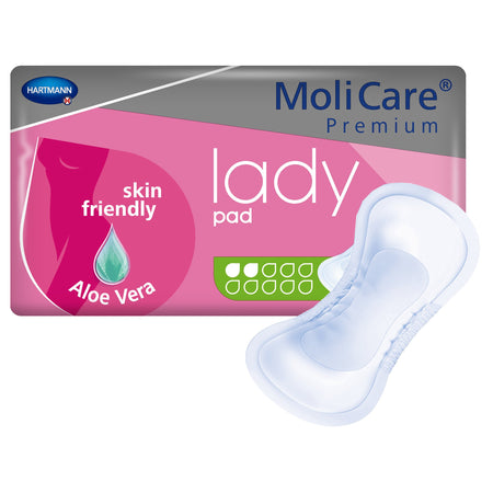 MoliCare Premium Lady 2 Drop Absorbency Bladder Control Pads-Bladder Control Pad MoliCare Premium Lady Pads 4-1/2 X 10-1/2 Inch Light Absorbency Polymer Core One Size Fits Most
