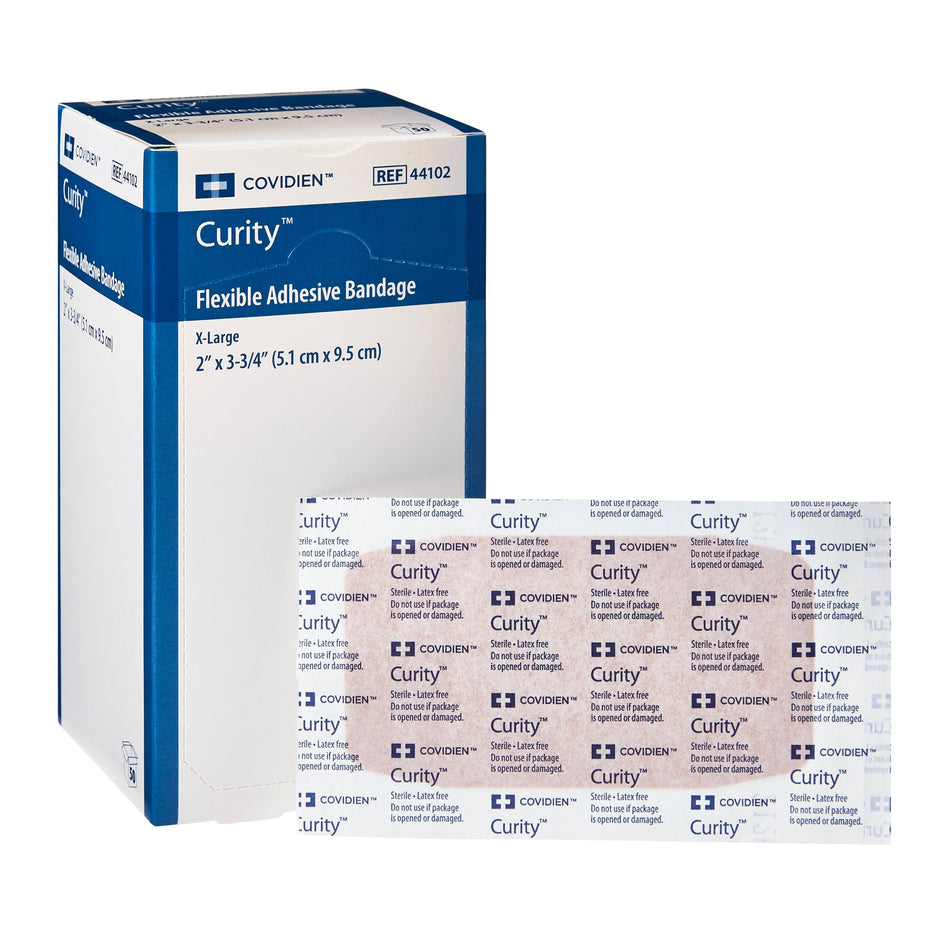 Curity� Tan Adhesive Strip, 2 x 3-1/4 Inch-Adhesive Strip Curity� 2 X 3-1/4 Inch Fabric Rectangle Tan Sterile