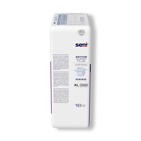 Seni Active Super Plus Overnight Heavy Absorbent Underwear, Extra Large-Unisex Adult Absorbent Underwear Seni Active Super Plus Pull On with Tear Away Seams X-Large Disposable Heavy Absorbency