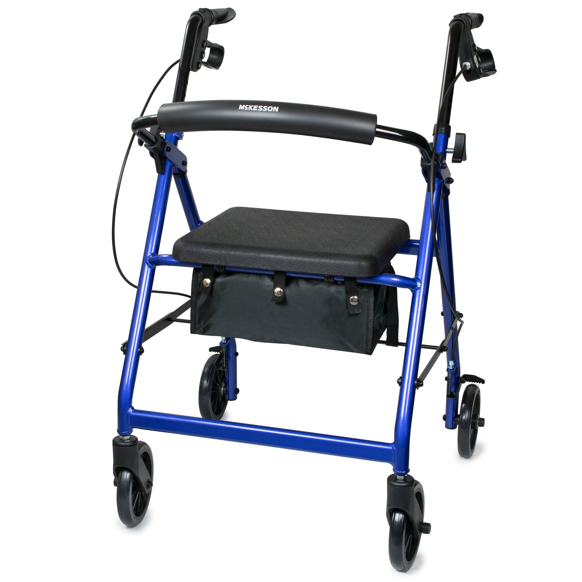 McKesson Folding Aluminum Four-Wheel Rollator, Blue-4 Wheel Rollator McKesson Blue Adjustable Height / Folding Aluminum Frame