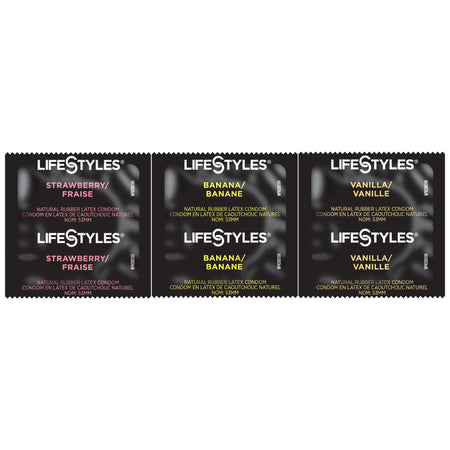 Lifestyles Lubricated Latex Condom, Assorted Flavors-"Condom Lifestyles Assorted Flavors Lubricated One Size Fits Most 1,008 per Case"