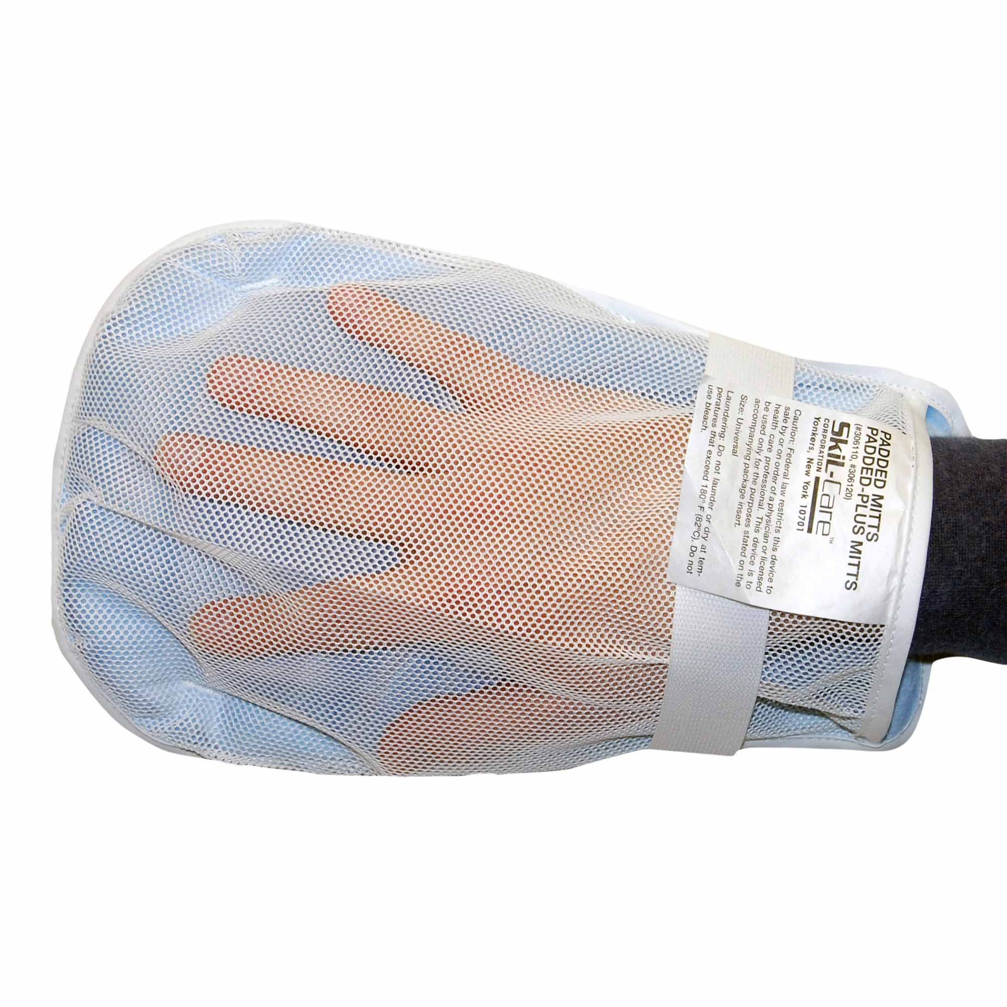 SkiL-Care� Hand Control Mitt, 11 x 6 x 3/4 Inch, White/Blue-Hand Control Mitt Skil-Care� One Size Fits Most Strap Fastening 1-Strap