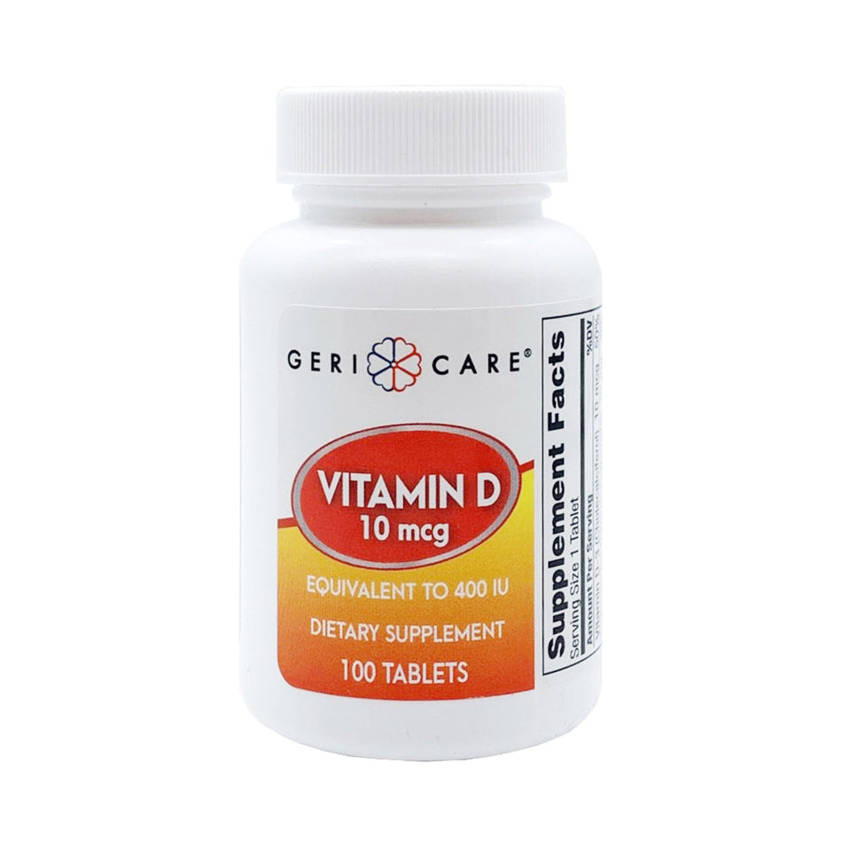 Geri-Care Vitamin D-3 Supplement-Vitamin Supplement Geri-Care Vitamin D3 400 IU Strength Tablet 100 per Bottle