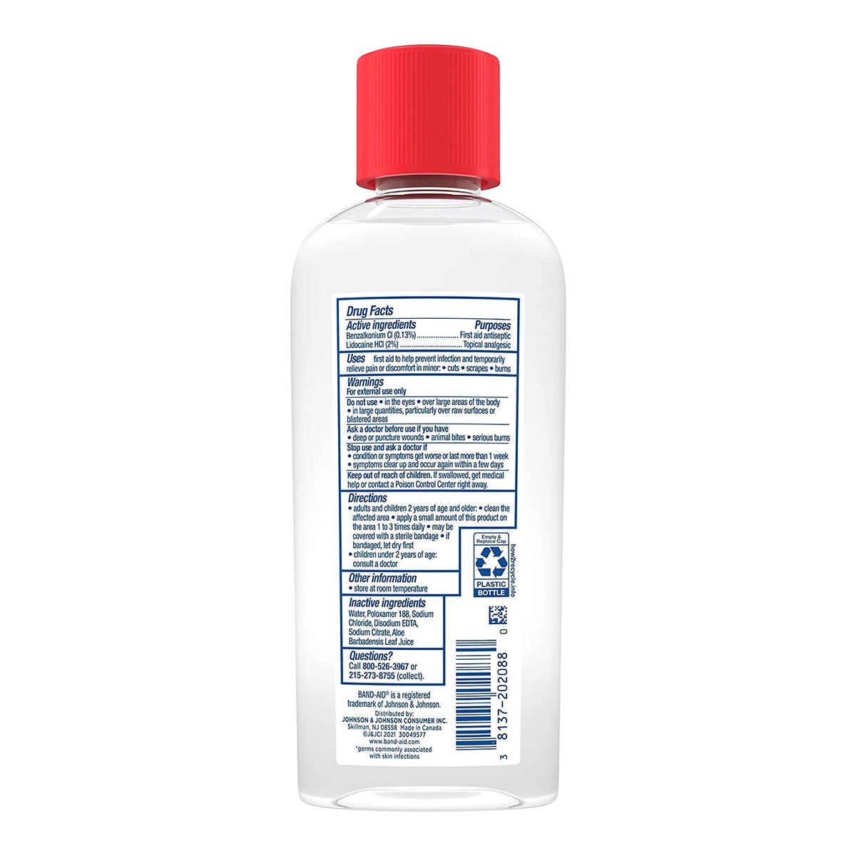 Band-Aid Antiseptic Cleansing Liquid-Pain Relieving Antiseptic Band-Aid Liquid 6 oz. Bottle