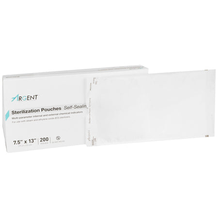 McKesson Argent Sure-Check Sterilization Pouch, 7 x 13 Inch-Sterilization Pouch McKesson Argent Sure-Check Ethylene Oxide (EO) Gas / Steam 7-1/2 X 13 Inch Transparent / Blue Self Seal Paper / Film