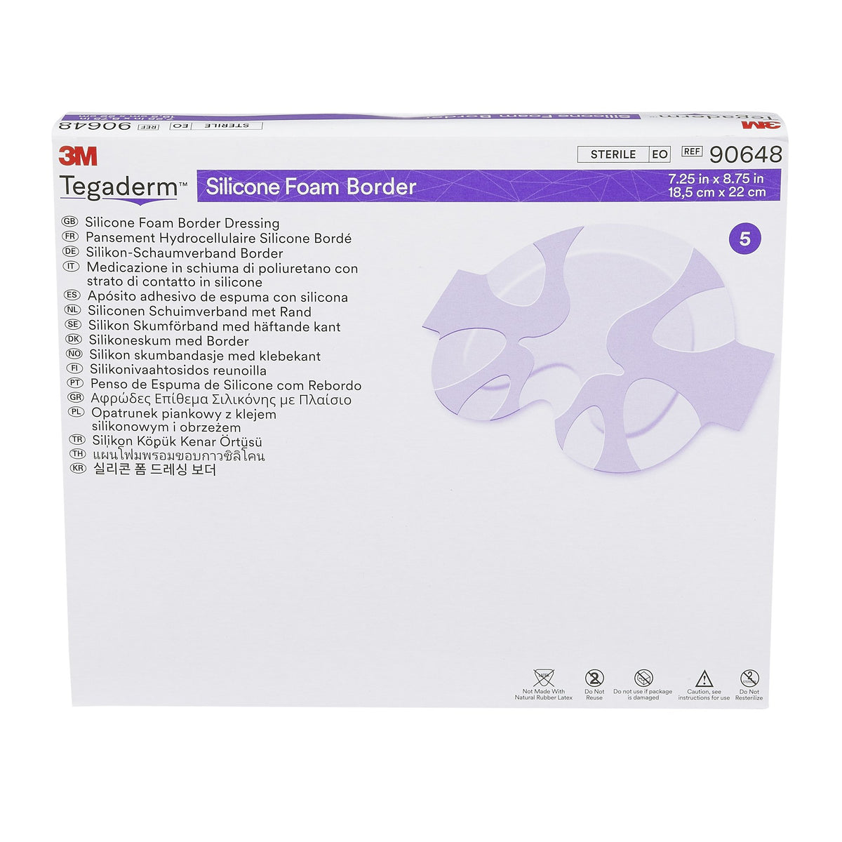 3M Tegaderm Silicone Foam Dressing, 7-1/4 x 8-3/4 Inch-Foam Dressing 3M Tegaderm 7-1/4 X 8-3/4 Inch With Border Film Backing Silicone Adhesive Large Sacral Sterile