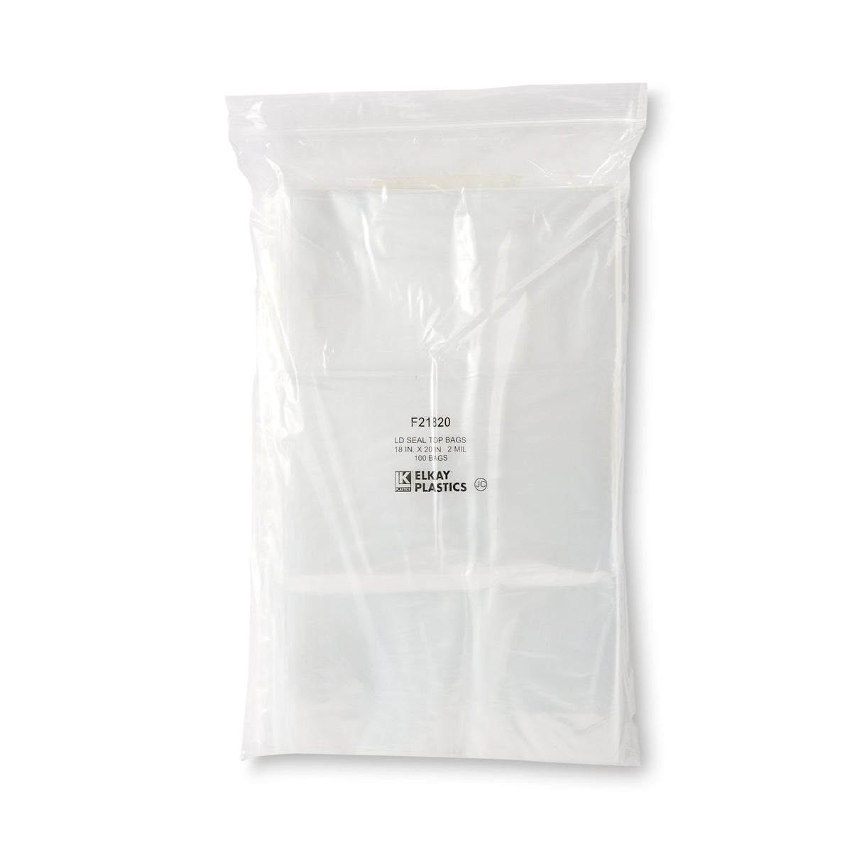 Elkay Clear Line Seal Top Reclosable Bag-Reclosable Bag LK Clear Line 18 X 20 Inch LDPE Clear Zipper Closure