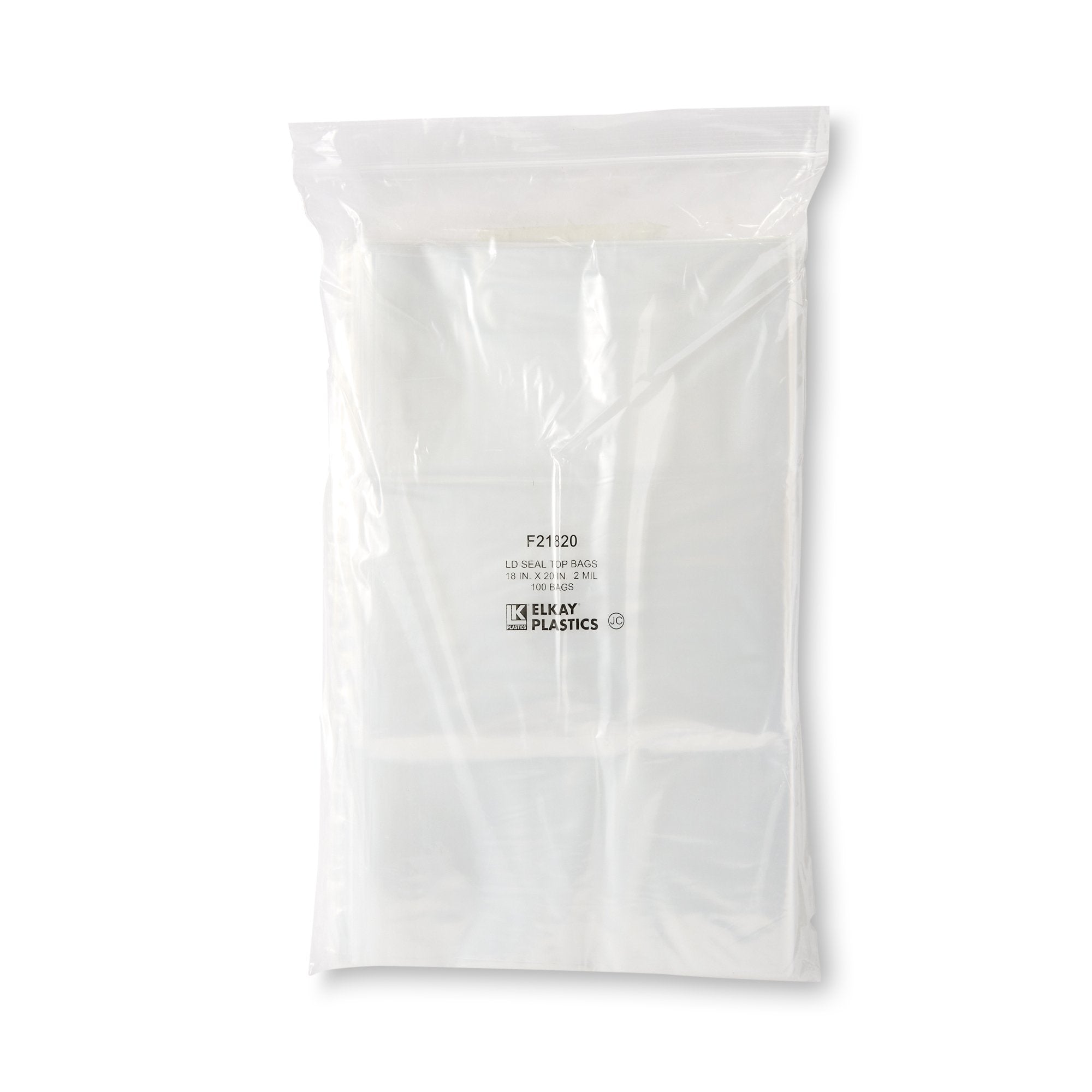 Elkay Clear Line Seal Top Reclosable Bag-Reclosable Bag LK Clear Line 18 X 20 Inch LDPE Clear Zipper Closure