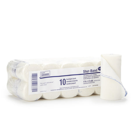 Shur-Band LF Single Hook and Loop Closure Elastic Bandage, 4 Inch x 5 Yard-Elastic Bandage Shur-Band LF 4 Inch X 5 Yard Single Hook and Loop Closure Natural NonSterile Standard Compression