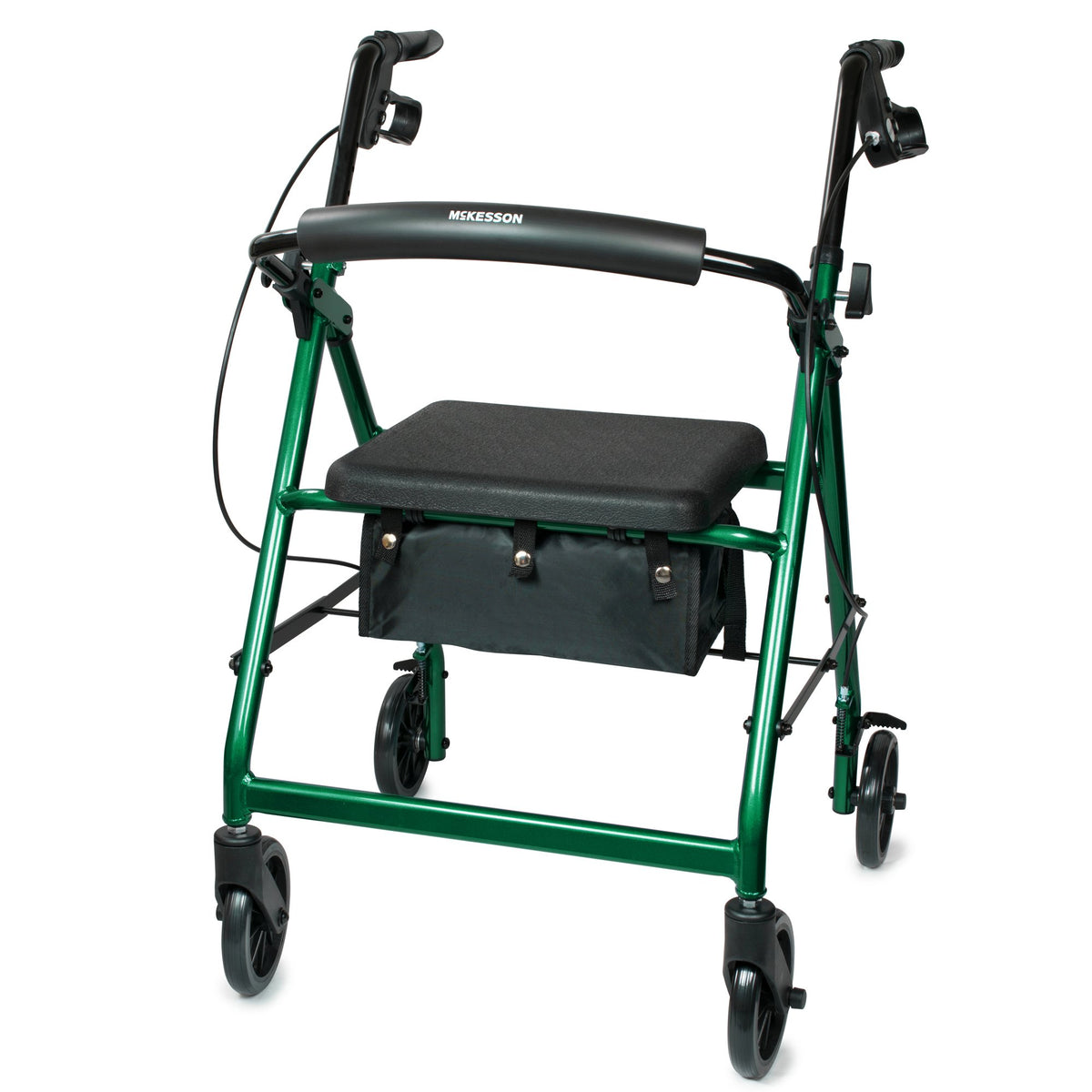 McKesson Folding Aluminum Four-Wheel Rollator, Green-4 Wheel Rollator McKesson Green Adjustable Height / Folding Aluminum Frame