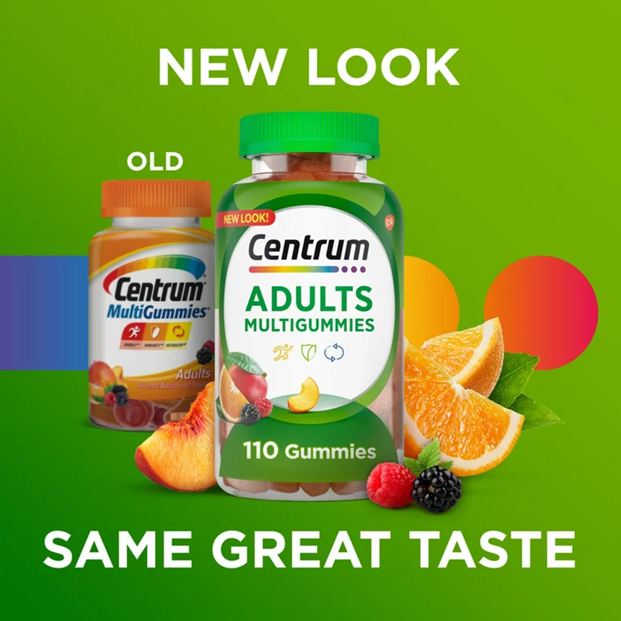 Centrum MultiGummies Adults Assorted Natural Fruit Flavors-Multivitamin Supplement Centrum Gummy 110 per Bottle Fruit Flavor
