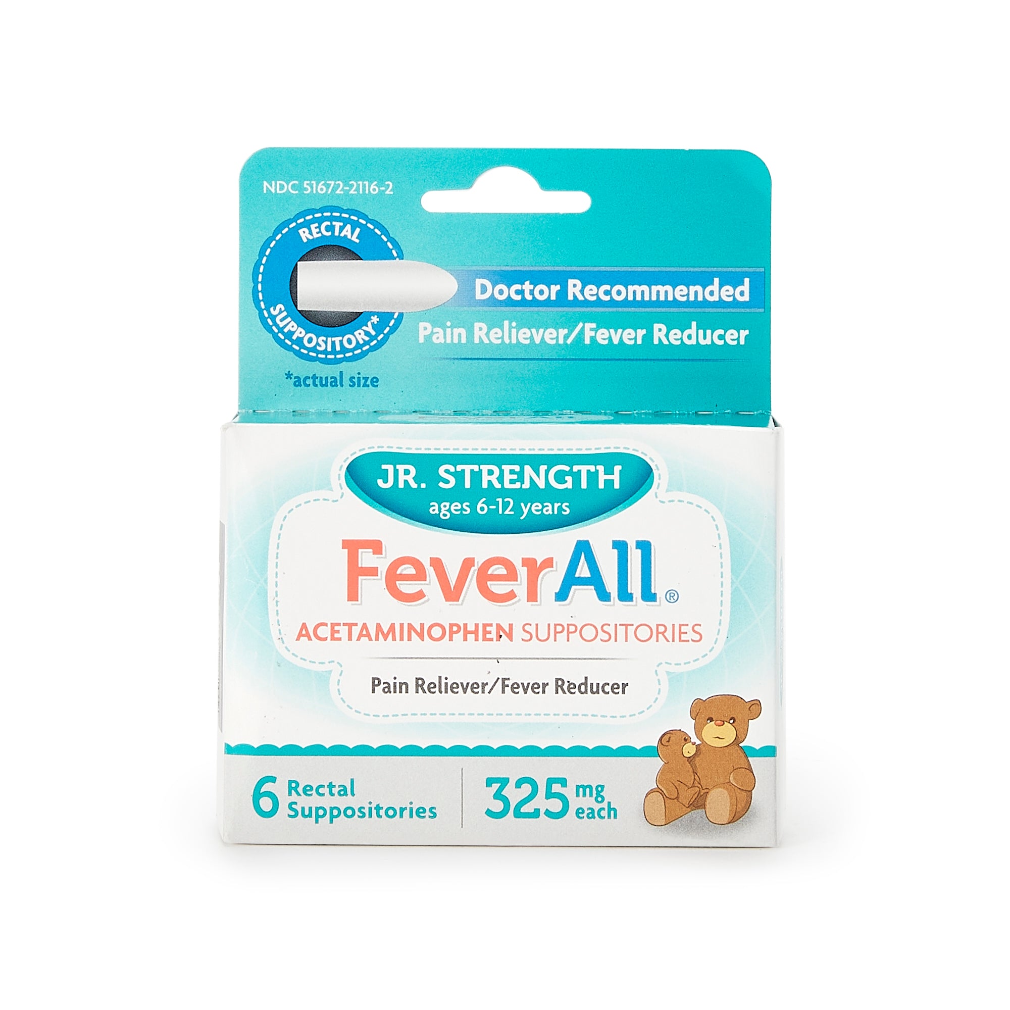 FeverAll Acetaminophen Rectal Suppository-Pain Relief FeverAll 325 mg Strength Acetaminophen Rectal Suppository 6 per Box