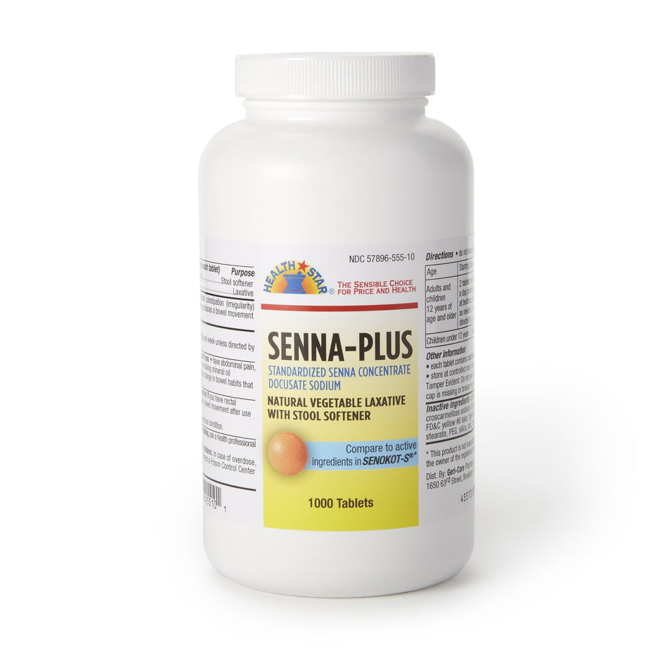 Geri-Care Senna Plus Docusate Sodium / Sennosides Stool Softener-"Stool Softener / Laxative Geri-Care Senna Plus Tablet 1,000 per Bottle 50 mg - 8.6 mg Strength Docusate Sodium / Sennosides"