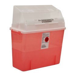 GatorGuard In-Room Sharps Containers, 2 Gallon, 8-3/4 x 12-1/4 x 12-1/4 Inch-Sharps Container GatorGuard In-Room Translucent Red Base 8-3/4 H X 12-1/4 W X 12-1/4 D Inch Horizontal Entry 2 Gallon