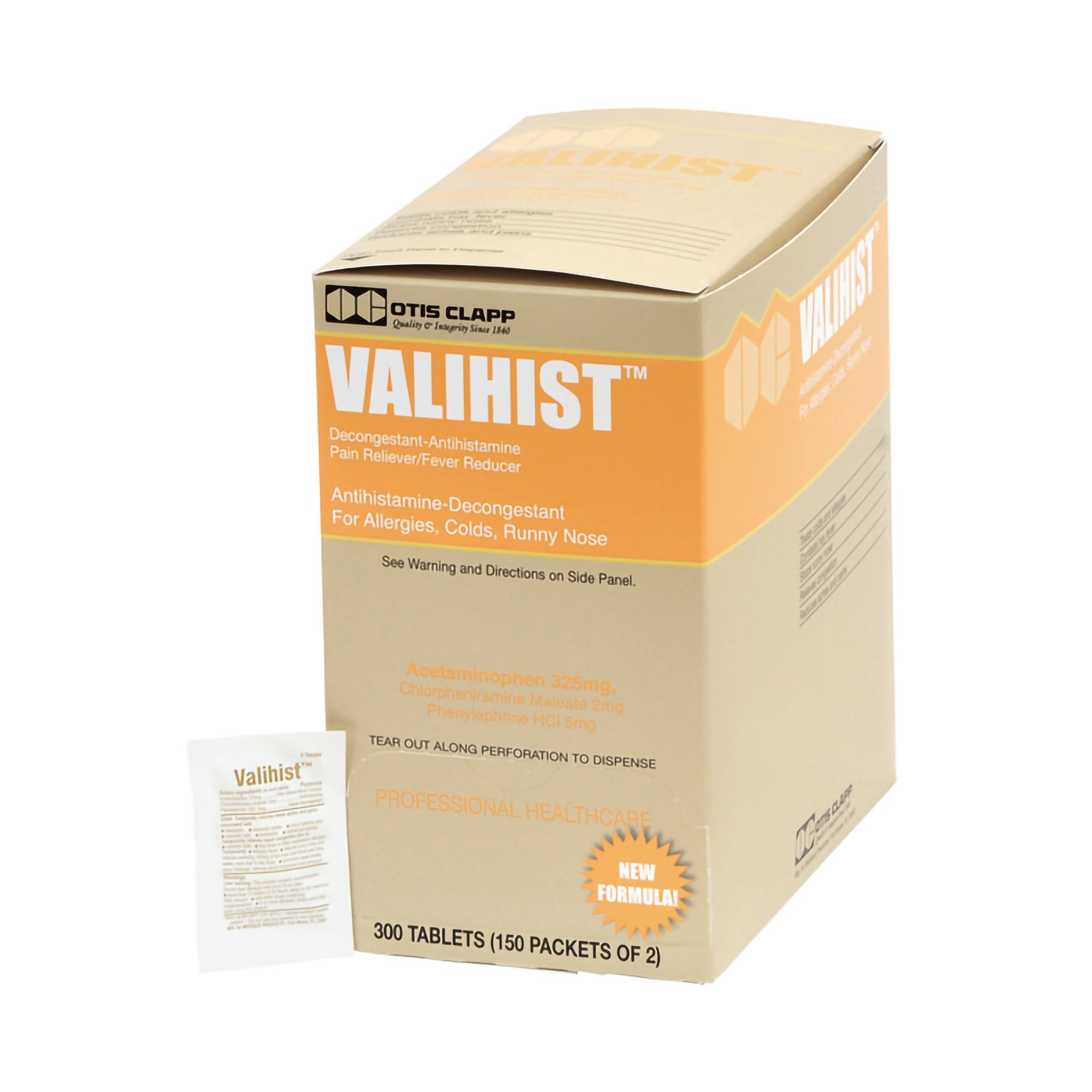 Valihist Acetaminophen / Chlorpheniramine Maleate / Phenylephrine Cold and Cough Relief-Cold and Cough Relief Valihist 325 mg - 2 mg - 5 mg Strength Tablet 2 per Pack
