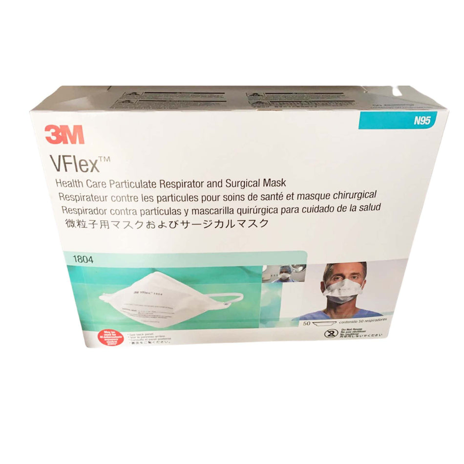 3M VFlex Health Care Particulate Respirator and Surgical Mask-Particulate Respirator / Surgical Mask 3M VFlex Medical N95 ASTM F1862 Elastic Strap One Size Fits Most